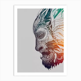 Tribal Head Of A Wolf Art Print