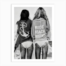 Women At Beach Black And White Fashion Photography Summer Art Print