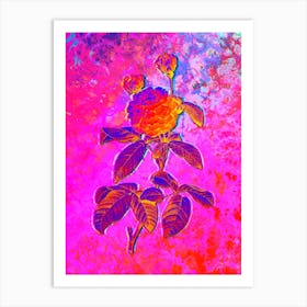 Agatha Rose in Bloom Botanical in Acid Neon Pink Green and Blue n.0310 Art Print