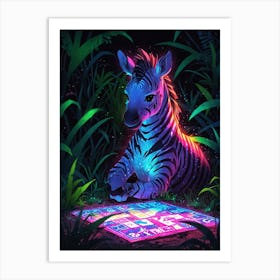 Neon Zebra 1 Art Print