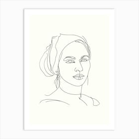 Portrait Of A Woman Hand Drawing Line Art 9 Art Print