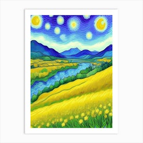 Mountain Starry Night Art Print