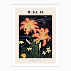 Berlin Germany Botanical Flower Market Poster Art Print