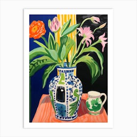Flowers In A Vase Still Life Painting Lily 1 Art Print