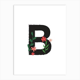 Bedroom Decor White Floral Letters Grey 02 Art Print