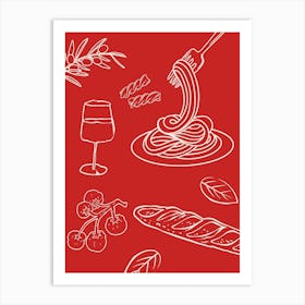 Red Tablescape Art Print