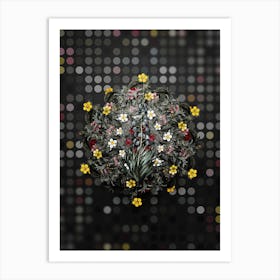 Vintage Persian Lily Flower Wreath on Dot Bokeh Pattern n.0071 Art Print