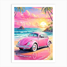 Vw Beetle On The Beach Art Print