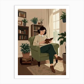 Asian Girl Reading A Book Art Print