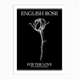 English Rose Black And White Line Drawing 29 Poster Inverted Art Print