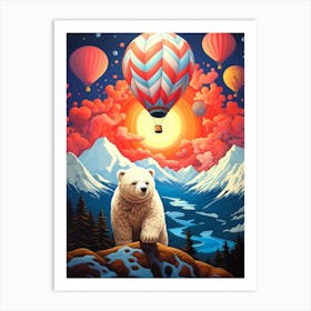 Polar Bear With Hot Air Balloons Art Print