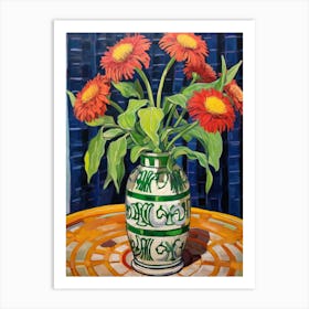 Flowers In A Vase Still Life Painting Gaillardia 4 Art Print