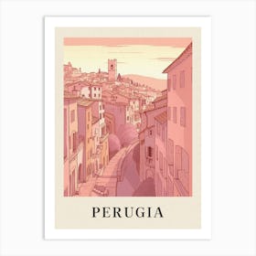Perugia Vintage Pink Italy Poster Art Print