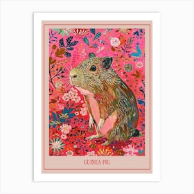 Floral Animal Painting Guinea Pig 4 Poster Art Print