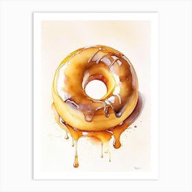 Caramel Glazed Donut Cute Neon 5 Art Print