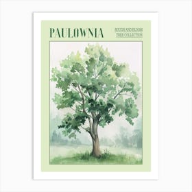 Paulownia Tree Atmospheric Watercolour Painting 7 Poster Art Print