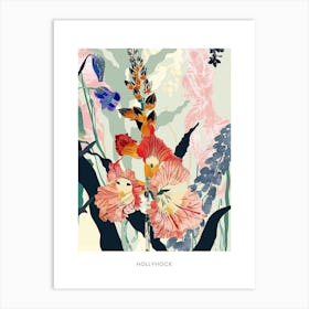 Colourful Flower Illustration Poster Hollyhock 2 Art Print