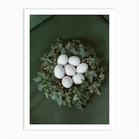 White Eggs In A Nest 1 Art Print