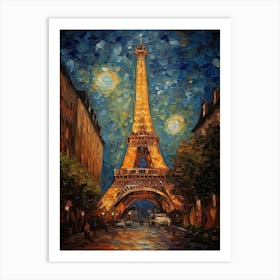 Eiffel Tower Paris France Vincent Van Gogh Style 3 Art Print