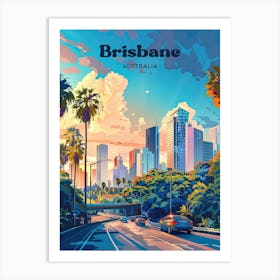 Brisbane Australia Summer Digital Travel Illustration Art Print