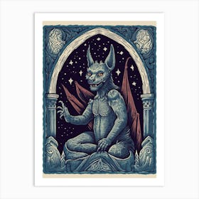 Gargoyle Tarot Card Blue 3 Art Print