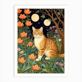 William Morris Cat In The Garden 3 Art Print