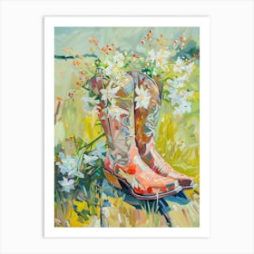 Cowboy Boots And Wildflowers Solomon S Seal 1 Art Print