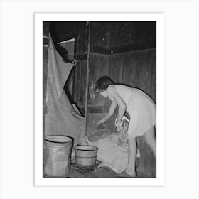 Mexican Girl Standing Over Pan Of Hot Coal In Which Pail Of Water Is Heating, Robstown, Texas By Russell Lee Art Print