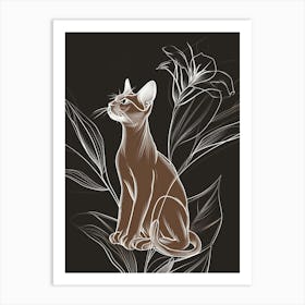 Havana Brown Cat Minimalist Illustration 1 Art Print
