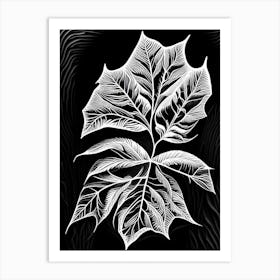 Plum Leaf Linocut 1 Art Print