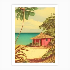 Little Corn Island Nicaragua Vintage Sketch Tropical Destination Art Print