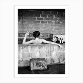 Steve Mcqueen And Neile Adams Bath Tub Photo Art Print