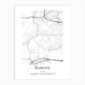 Buderim,Australia Minimalist Map Art Print