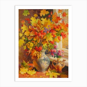 Autumn Leaves In A Vase Art Print