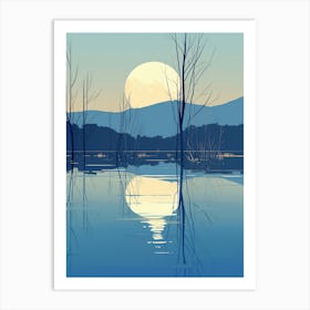 Moonlight Over A Lake Art Print