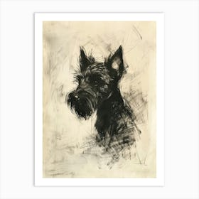 Cesky Terrier Dog Charcoal Line 1 Art Print