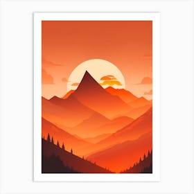 Misty Mountains Vertical Composition In Orange Tone 49 Art Print