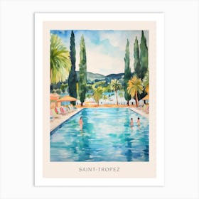 Swimming In Saint Tropez France 2 Watercolour Poster Art Print