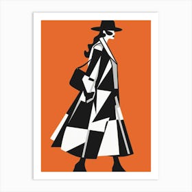 Woman In Black Coat 3 Art Print