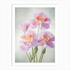 Iris Flowers Acrylic Painting In Pastel Colours 3 Art Print