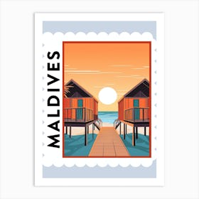 Maldives Travel Stamp Poster Art Print