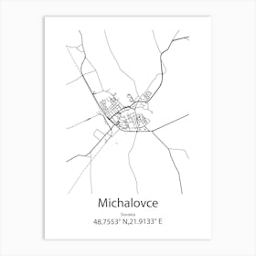 Michalovce,Slovakia Minimalist Map Art Print