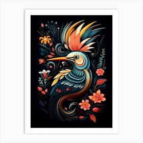 Folk Bird Illustration Hoopoe 2 Art Print