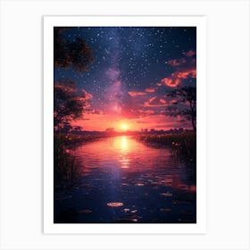 Night Sky Over Water 3 Art Print