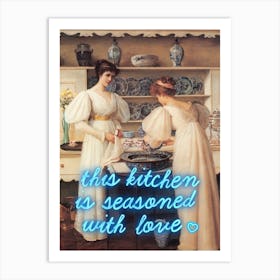 This kitchen is for dancing - Vintage altered art Art Print