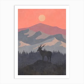 Deer In The Mountains 12 Art Print