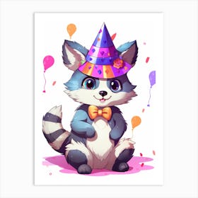 Cute Kawaii Cartoon Raccoon 31 Art Print