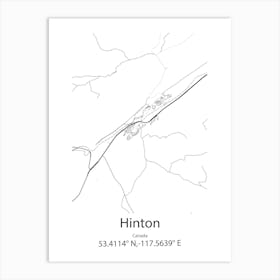 Hinton,Canada Minimalist Map Art Print