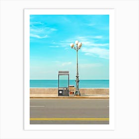 Phone Booth On The Beach Art Print