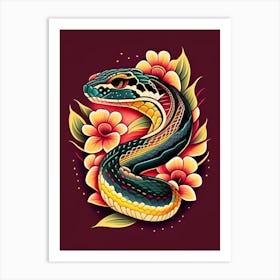 Mexican Dusky Rattlesnake Tattoo Style Art Print